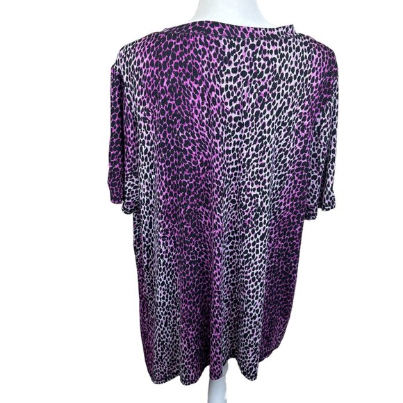 RACHEL Rachel Roy blouse, size 2X, cold shoulder, asymmetric hem, leopard print - Picture 5 of 12